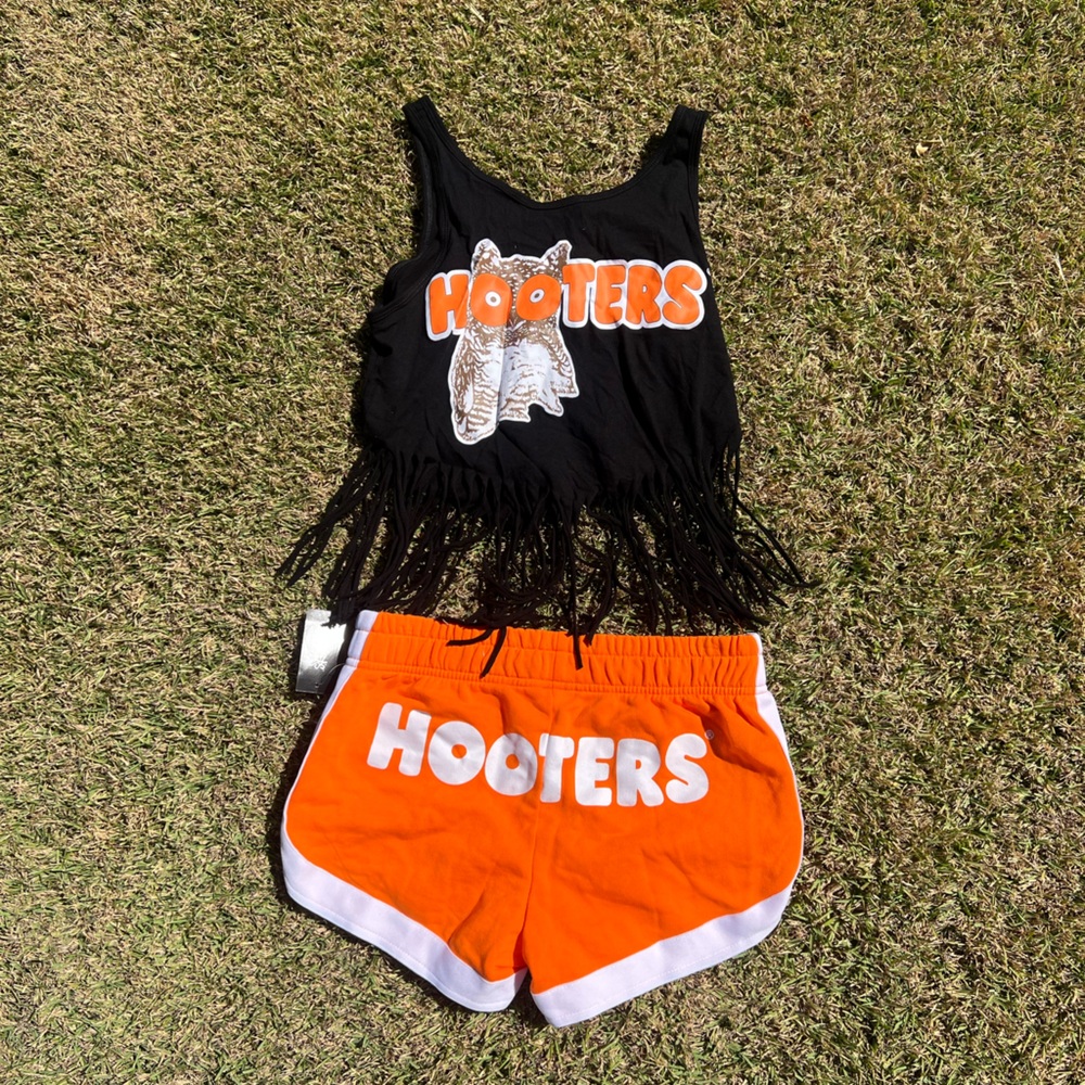 Hooters shorts and fringe shirt set